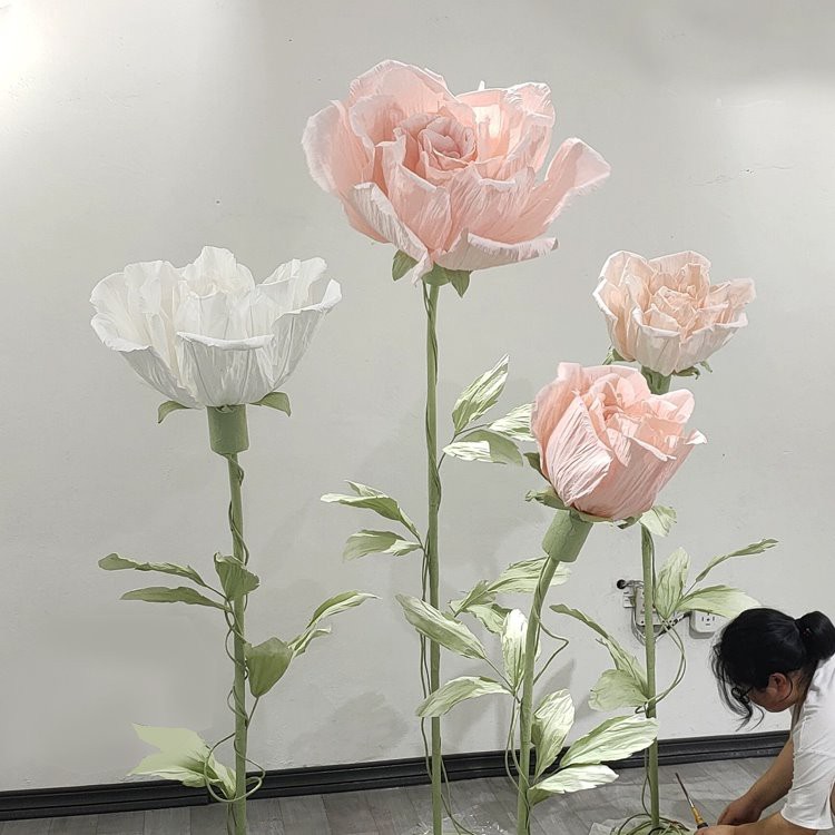 Rafmagns blómstrandi rose skreytingar pappírsblóm